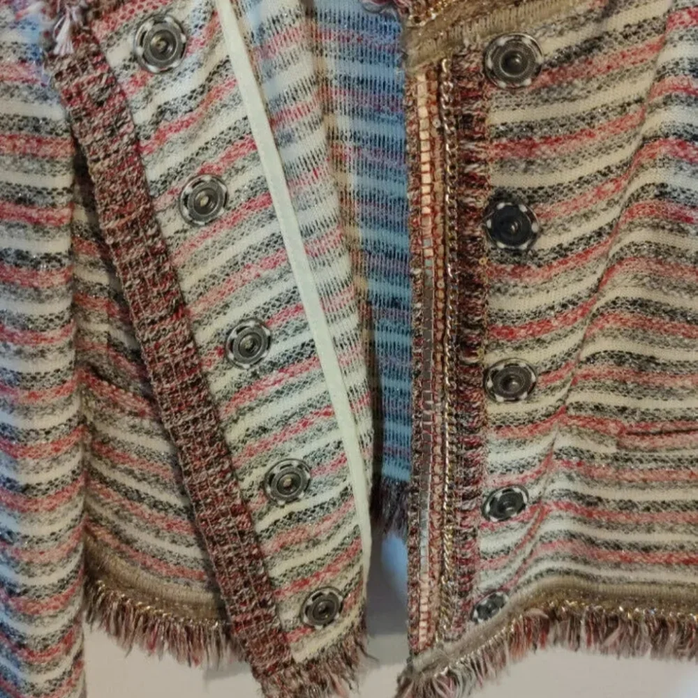 Tweed Jacket Blazer Patrizia Pepe  Button Up Shirt Size 44 Medium Chanel Style - Picture 4 of 11